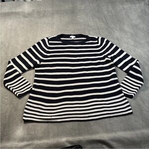 J.Jill Striped Navy Blue and White Sweater Women’s Petite